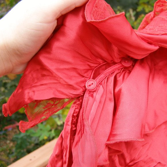 NWOT size M 6-8 Red Crinkle blouse by MDS California - Picture 10 of 10